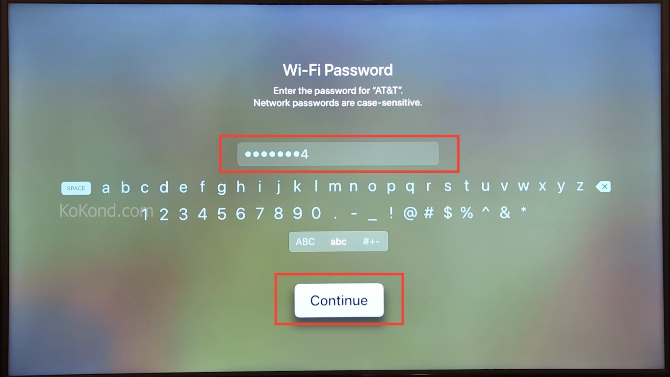 Step 5: Enter the WiFi Password and Select Continue